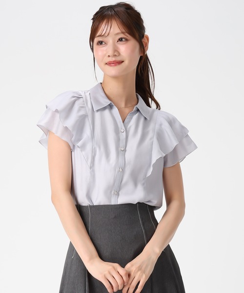 MISCH MASCH(ミッシュマッシュ)の「2026春夏新作 襟付きダブル袖シアーブラウス(シャツ/ブラウス・レディース・ブルー/ベージュ/ネイビー・フリ-)」の7枚目の写真