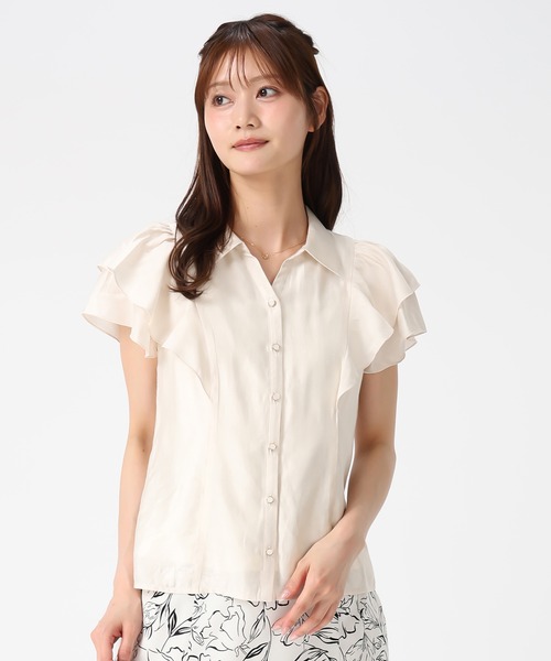 MISCH MASCH(ミッシュマッシュ)の「2026春夏新作 襟付きダブル袖シアーブラウス(シャツ/ブラウス・レディース・ブルー/ベージュ/ネイビー・フリ-)」の8枚目の写真