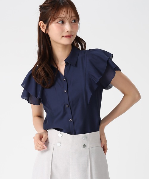 MISCH MASCH(ミッシュマッシュ)の「2026春夏新作 襟付きダブル袖シアーブラウス(シャツ/ブラウス・レディース・ブルー/ベージュ/ネイビー・フリ-)」の21枚目の写真