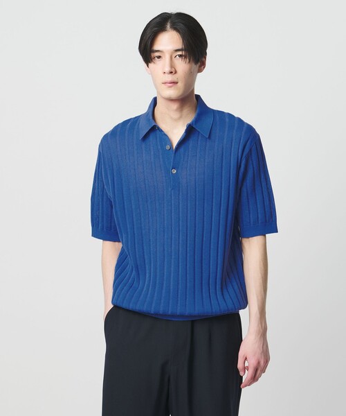 UNITED ARROWS(ユナイテッドアローズ)の「シャーリーカーン ワイドリブ ニットポロシャツ(ポロシャツ・メンズ・ダークブラウン/ライトグレー/ブラック/コバルトブルー・XL/L/M/S)」の4枚目の写真