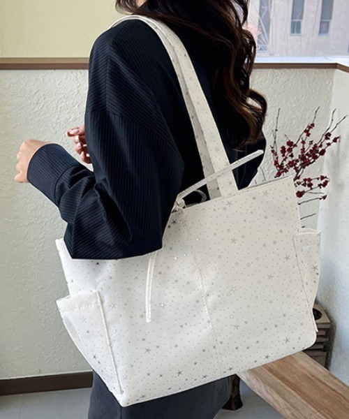 mebole(メボレ)の「star&dot totebag(トートバッグ・レディース・ホワイト/ブルー・FREE)」の10枚目の写真