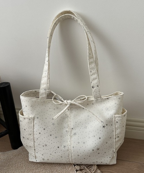 mebole(メボレ)の「star&dot totebag(トートバッグ・レディース・ホワイト/ブルー・FREE)」の12枚目の写真