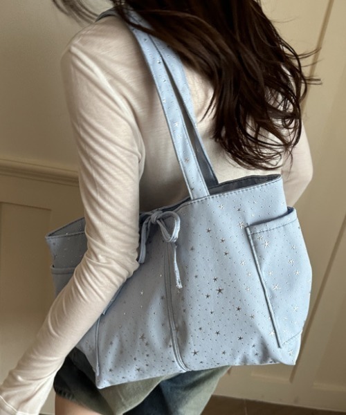 mebole(メボレ)の「star&dot totebag(トートバッグ・レディース・ホワイト/ブルー・FREE)」の20枚目の写真