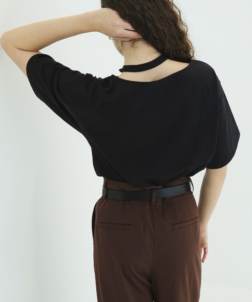 CLANE(クラネ)の「W FACE NOTCHED RIB OVER TOPS(Tシャツ/カットソー・レディース・サックスブルー/ブラック/ホワイト・F)」の12枚目の写真