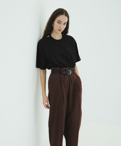 CLANE(クラネ)の「W FACE NOTCHED RIB OVER TOPS(Tシャツ/カットソー・レディース・サックスブルー/ブラック/ホワイト・F)」の13枚目の写真