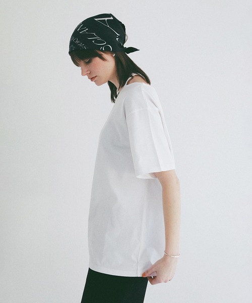 CLANE(クラネ)の「W FACE NOTCHED RIB OVER TOPS(Tシャツ/カットソー・レディース・サックスブルー/ブラック/ホワイト・F)」の7枚目の写真