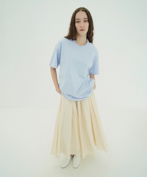 CLANE(クラネ)の「W FACE NOTCHED RIB OVER TOPS(Tシャツ/カットソー・レディース・サックスブルー/ブラック/ホワイト・F)」の18枚目の写真