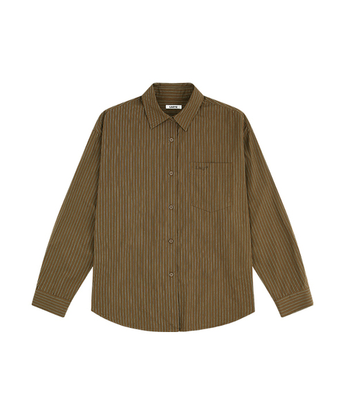 LAZYZ(レイジジ)の「ソルトアンドサンストライプシャツ(2色展開)(シャツ/ブラウス・メンズ・Beige/ブラウン・FREE)」の2枚目の写真