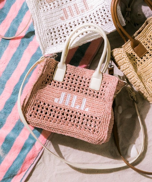 JILL by JILL STUART（ジルバイジルスチュアート）の「スクエアロゴトート（ショルダーバッグ・レディース・ベージュ/ブルー/ピンク/ホワイト・FREE）」の4枚目の写真