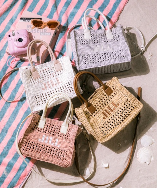 JILL by JILL STUART（ジルバイジルスチュアート）の「スクエアロゴトート（ショルダーバッグ・レディース・ベージュ/ブルー/ピンク/ホワイト・FREE）」の5枚目の写真