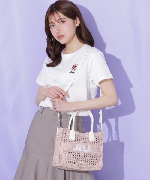 JILL by JILL STUART（ジルバイジルスチュアート）の「スクエアロゴトート（ショルダーバッグ・レディース・ベージュ/ブルー/ピンク/ホワイト・FREE）」の9枚目の写真