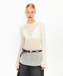 RIBBED HOODIE KNIT (ivory)