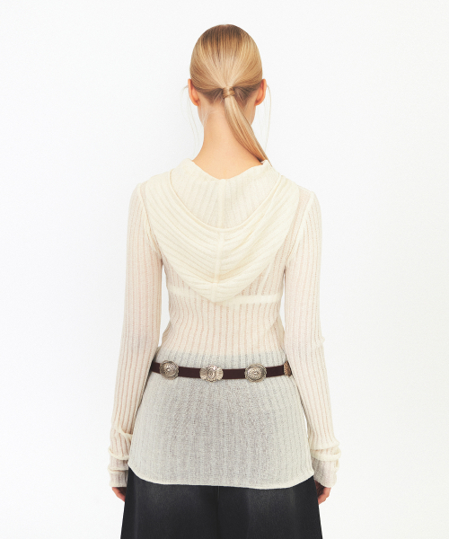 DIAGONAL(ダイアゴナル)の「RIBBED HOODIE KNIT (ivory)(ニット/セーター・レディース・アイボリー・FREE)」の3枚目の写真