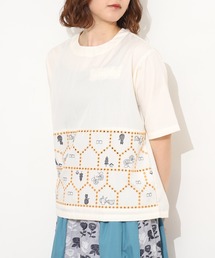 EMAGO おうち透かし刺繍ブラウス 半端袖