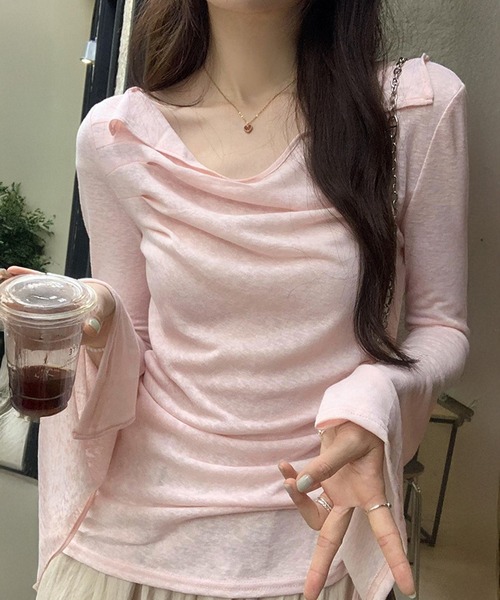 by LEGNA(バイレグナ)の「ドレープオフショルダーシアーカットソー(Tシャツ/カットソー・レディース・ブラック/グレイッシュベージュ/アイボリー/ピンク・FREE)」の17枚目の写真