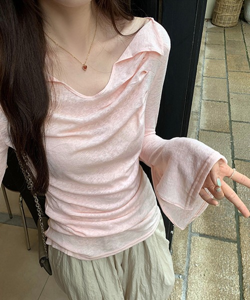 by LEGNA(バイレグナ)の「ドレープオフショルダーシアーカットソー(Tシャツ/カットソー・レディース・ブラック/グレイッシュベージュ/アイボリー/ピンク・FREE)」の18枚目の写真
