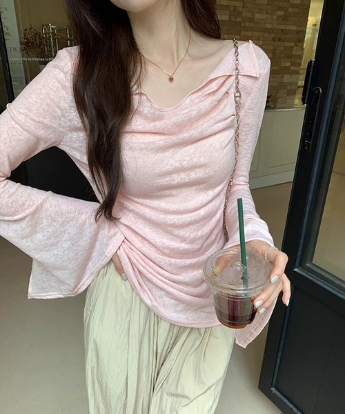 by LEGNA(バイレグナ)の「ドレープオフショルダーシアーカットソー(Tシャツ/カットソー・レディース・ブラック/グレイッシュベージュ/アイボリー/ピンク・FREE)」の20枚目の写真