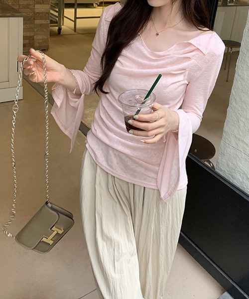 by LEGNA(バイレグナ)の「ドレープオフショルダーシアーカットソー(Tシャツ/カットソー・レディース・ブラック/グレイッシュベージュ/アイボリー/ピンク・FREE)」の21枚目の写真