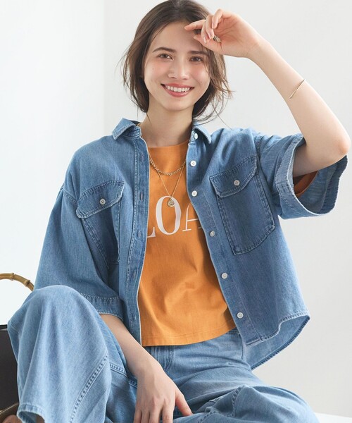 23区 L(ニジュウサンクオオキイサイズ)の「ヴィンテージライクジャージー クロップド ロゴ Tシャツ(Tシャツ/カットソー・レディース・グレー系/ライラック系/ホワイト系/オレンジ系・46/44)」の15枚目の写真