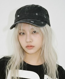 .KOM（ドットコム）の「A'GEM/9 × .kom 『.KOM/ドットケーオーエム』刺繍ダメージワークキャップ（キャスケット）」