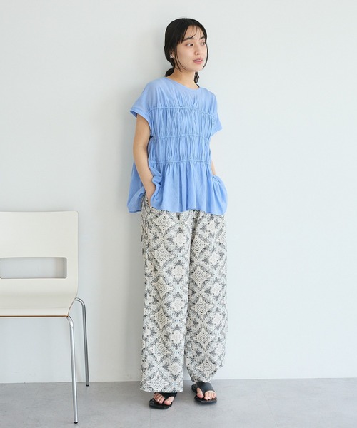 CRAFT STANDARD BOUTIQUE(クラフトスタンダードブティック)の「接触冷感 プリントイージーパンツ(その他パンツ・レディース・グリーン/ライトベージュ・L/M)」の6枚目の写真