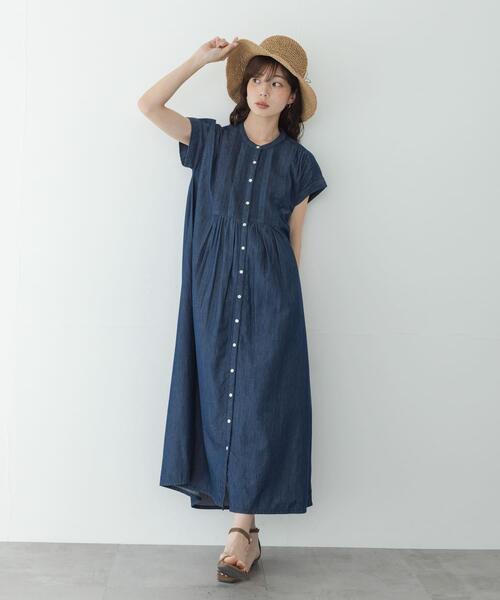 URBAN RESEARCH Sonny Label(アーバンリサーチサニーレーベル)の「デニムピンタックヨークフレンチワンピース(ワンピース・レディース・ライトインディゴブルー/インディゴブルー・FREE)」の3枚目の写真