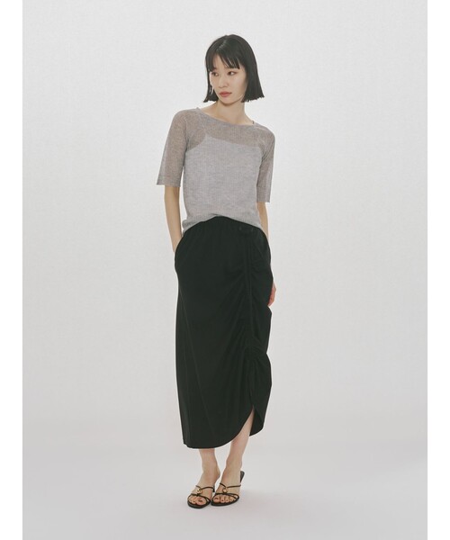 MIDIUMISOLID(ミディウミソリッド)の「MIDIUMISOLID for Ladies ドローストリングスカート(スカート・レディース・グレー/ブラック・36/38)」の2枚目の写真