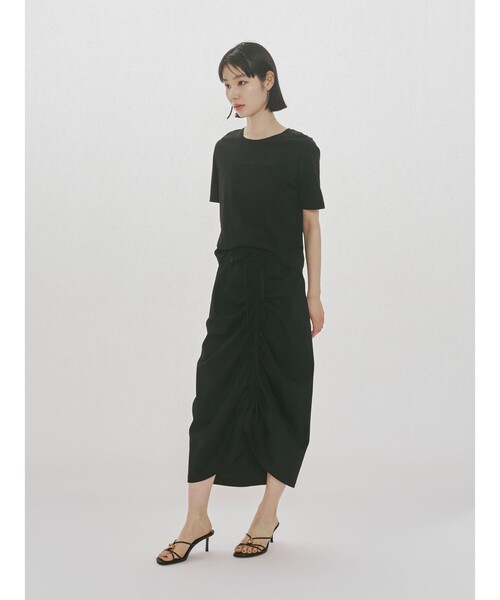 MIDIUMISOLID(ミディウミソリッド)の「MIDIUMISOLID for Ladies ドローストリングスカート(スカート・レディース・グレー/ブラック・36/38)」の8枚目の写真