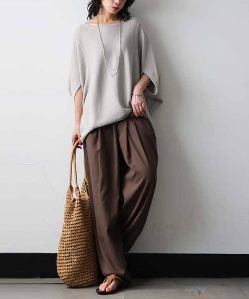 antiqua（アンティカ）の「ドルマン ニット パンツ コーデセット（ニット/セーター・レディース・ベージュ系その他/ブルー/ブラック/レッド・LARGE/MEDIUM）」の10枚目の写真