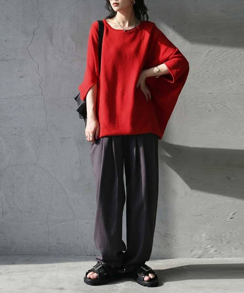 antiqua（アンティカ）の「ドルマン ニット パンツ コーデセット（ニット/セーター・レディース・ベージュ系その他/ブルー/ブラック/レッド・LARGE/MEDIUM）」の14枚目の写真