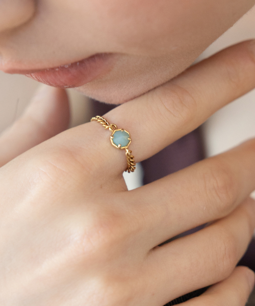 MERRYMOTIVE(メリーモチーブ)の「True gemstone chain ring(リング・レディース・その他・9/11/13/15 /17)」の1枚目の写真