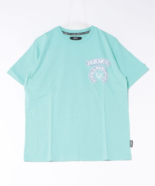 LUXE/R（ラグジュ）の「(RM)【LUXE/R】コットン100% 天竺 デニム×刺繍 ワッペン クルーネックTシャツ（Tシャツ/カットソー・メンズ・ブラック/エメラルド/ホワイト・LARGE/X-LARGE/MEDIUM）」の3枚目の写真