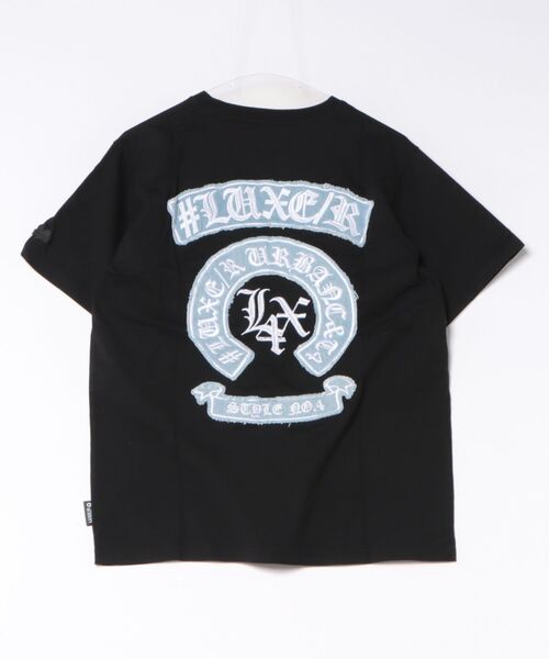 LUXE/R（ラグジュ）の「(RM)【LUXE/R】コットン100% 天竺 デニム×刺繍 ワッペン クルーネックTシャツ（Tシャツ/カットソー・メンズ・ブラック/エメラルド/ホワイト・LARGE/X-LARGE/MEDIUM）」の7枚目の写真