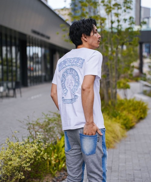 LUXE/R（ラグジュ）の「(RM)【LUXE/R】コットン100% 天竺 デニム×刺繍 ワッペン クルーネックTシャツ（Tシャツ/カットソー・メンズ・ブラック/エメラルド/ホワイト・LARGE/X-LARGE/MEDIUM）」の19枚目の写真