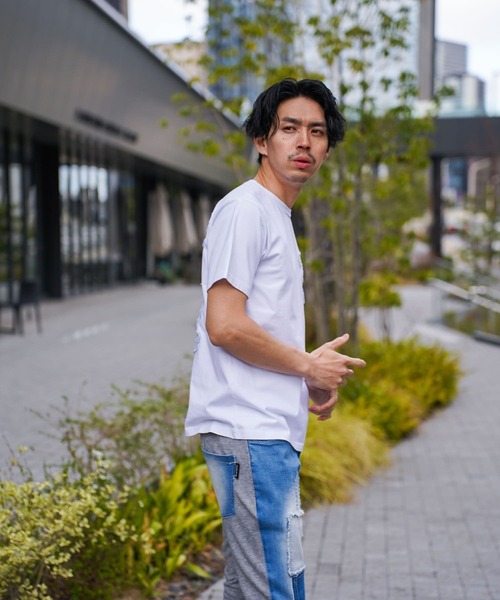 LUXE/R（ラグジュ）の「(RM)【LUXE/R】コットン100% 天竺 デニム×刺繍 ワッペン クルーネックTシャツ（Tシャツ/カットソー・メンズ・ブラック/エメラルド/ホワイト・LARGE/X-LARGE/MEDIUM）」の16枚目の写真