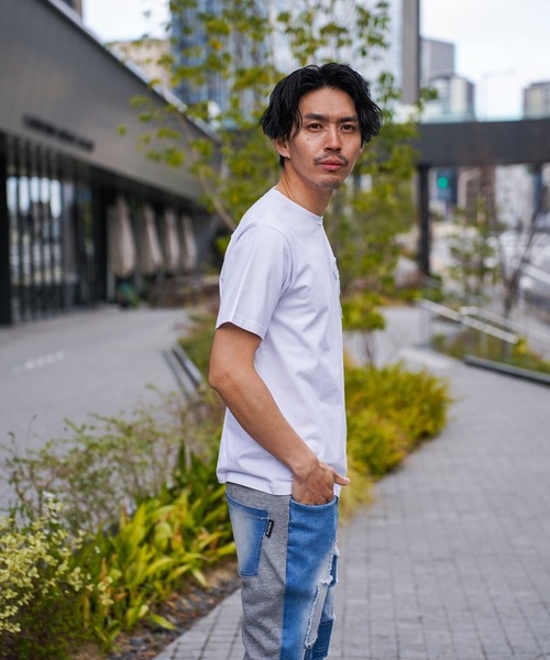 LUXE/R（ラグジュ）の「(RM)【LUXE/R】コットン100% 天竺 デニム×刺繍 ワッペン クルーネックTシャツ（Tシャツ/カットソー・メンズ・ブラック/エメラルド/ホワイト・LARGE/X-LARGE/MEDIUM）」の15枚目の写真