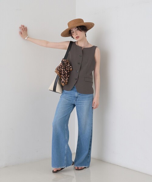 Rouge vif Anna（ルージュヴィフアンナ）の「【セットアップ対応】リネン混ジレ/ベスト（ベスト・レディース・ベージュ/チャコールグレー・フリー）」の6枚目の写真