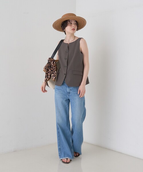 Rouge vif Anna（ルージュヴィフアンナ）の「【セットアップ対応】リネン混ジレ/ベスト（ベスト・レディース・ベージュ/チャコールグレー・フリー）」の7枚目の写真