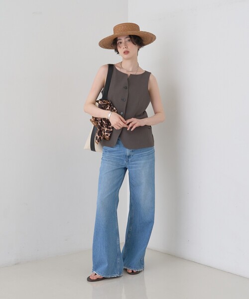 Rouge vif Anna（ルージュヴィフアンナ）の「【セットアップ対応】リネン混ジレ/ベスト（ベスト・レディース・ベージュ/チャコールグレー・フリー）」の8枚目の写真