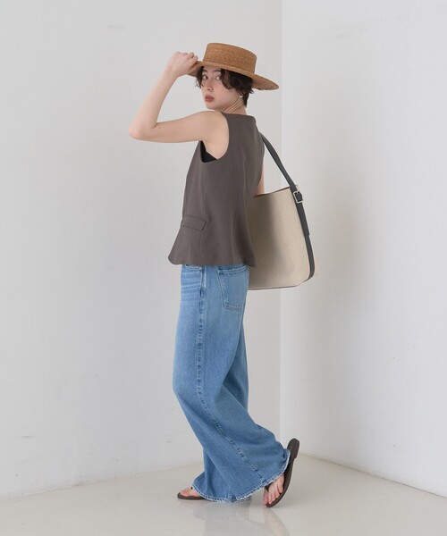 Rouge vif Anna（ルージュヴィフアンナ）の「【セットアップ対応】リネン混ジレ/ベスト（ベスト・レディース・ベージュ/チャコールグレー・フリー）」の10枚目の写真