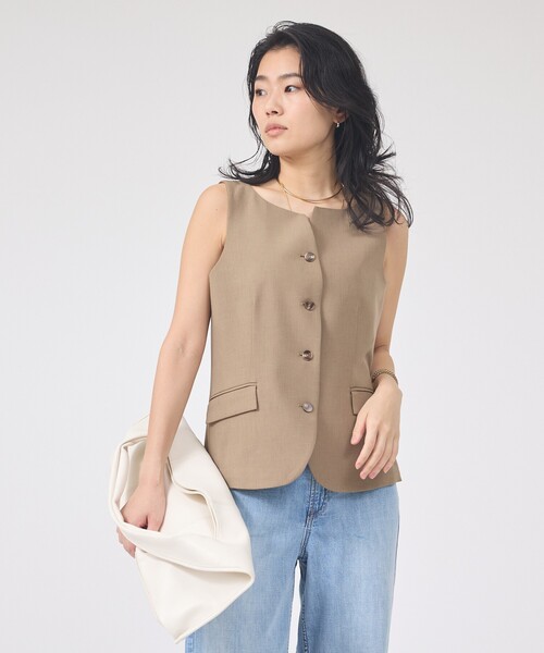 Rouge vif Anna（ルージュヴィフアンナ）の「【セットアップ対応】リネン混ジレ/ベスト（ベスト・レディース・ベージュ/チャコールグレー・フリー）」の11枚目の写真