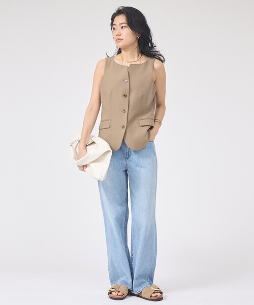 Rouge vif Anna（ルージュヴィフアンナ）の「【セットアップ対応】リネン混ジレ/ベスト（ベスト・レディース・ベージュ/チャコールグレー・フリー）」の14枚目の写真