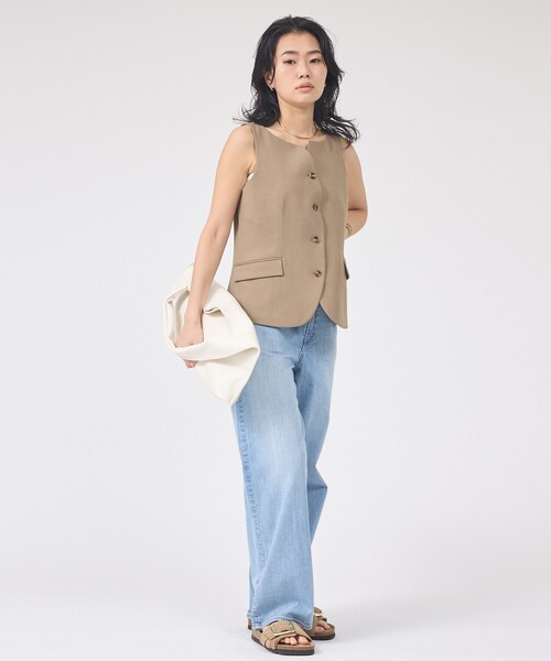 Rouge vif Anna（ルージュヴィフアンナ）の「【セットアップ対応】リネン混ジレ/ベスト（ベスト・レディース・ベージュ/チャコールグレー・フリー）」の15枚目の写真