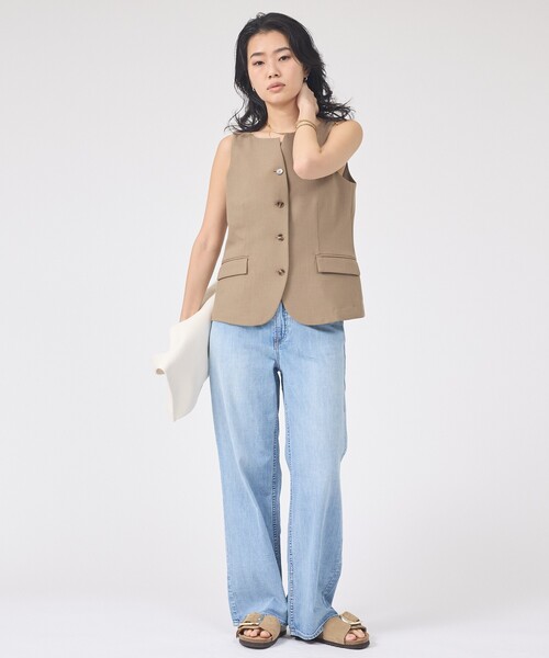 Rouge vif Anna（ルージュヴィフアンナ）の「【セットアップ対応】リネン混ジレ/ベスト（ベスト・レディース・ベージュ/チャコールグレー・フリー）」の16枚目の写真