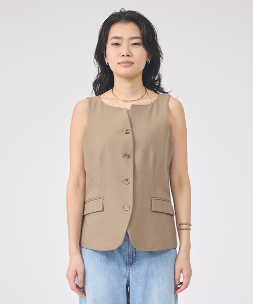 Rouge vif Anna（ルージュヴィフアンナ）の「【セットアップ対応】リネン混ジレ/ベスト（ベスト・レディース・ベージュ/チャコールグレー・フリー）」の18枚目の写真