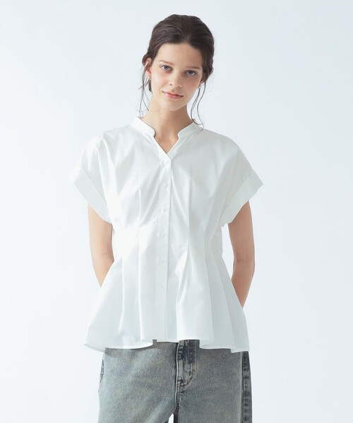 Ray BEAMS(レイビームス)の「タック ウエスト スキッパー シャツ(シャツ/ブラウス・レディース・ホワイト/ブラック・ONE SIZE)」の7枚目の写真