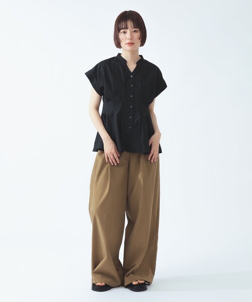 Ray BEAMS(レイビームス)の「タック ウエスト スキッパー シャツ(シャツ/ブラウス・レディース・ホワイト/ブラック・ONE SIZE)」の15枚目の写真