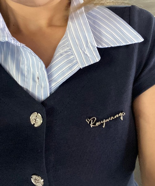 non-hedge（ノンヘッジ）の「シャツレイヤード風プレート付トップス（Tシャツ/カットソー・レディース・ブラック/オフホワイト/チャコールグレー/ネイビー・FREE）」の11枚目の写真