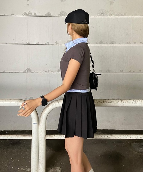 non-hedge（ノンヘッジ）の「シャツレイヤード風プレート付トップス（Tシャツ/カットソー・レディース・ブラック/オフホワイト/チャコールグレー/ネイビー・FREE）」の20枚目の写真