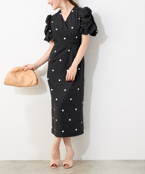 Liala×PG（リアラバイピージー）の「ドット カシュクール ワンピース Liala×PG（ワンピース・レディース・ブラック/ベージュ・S/M）」の15枚目の写真